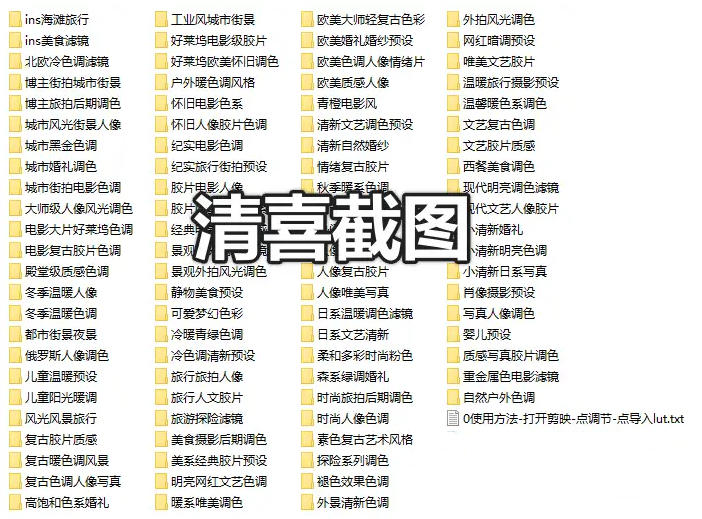 7000+剪辑调色预设/滤镜合集，日系/胶片/婚礼/INS风等11种风格，支持剪映/PR/AE/达芬奇