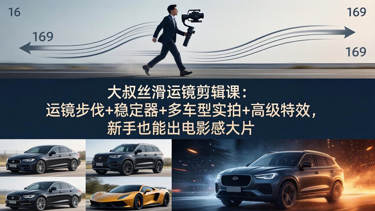 汽车短视频实战课：手机参数设置+稳定器运镜+移动延时，新手也能拍出电影感