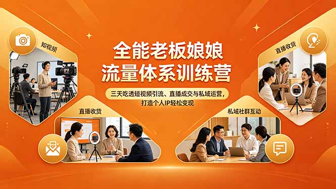 IP流量体系课，短视频+直播+私域全链路，打造有魅力有价值的IP实现高效变现