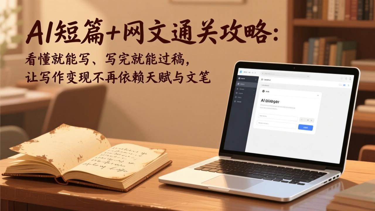 AI写作变现零基础通关攻略：短篇+网文全拆解，指令/角色卡/文风模仿核心技巧，看懂就能写、写完就能过稿