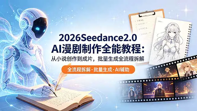 2026 Seedance2.0 AI漫剧实战课:从小说创作到成片,批量出片全流程