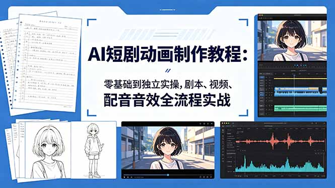 AI短剧动画制作教程：零基础入门到进阶，剧本、视频、配音音效全流程实战