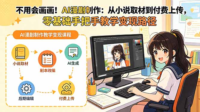 AI漫剧制作全流程实操：零基础入门到变现，小说取材+AI配音+AI生图+批量自动化