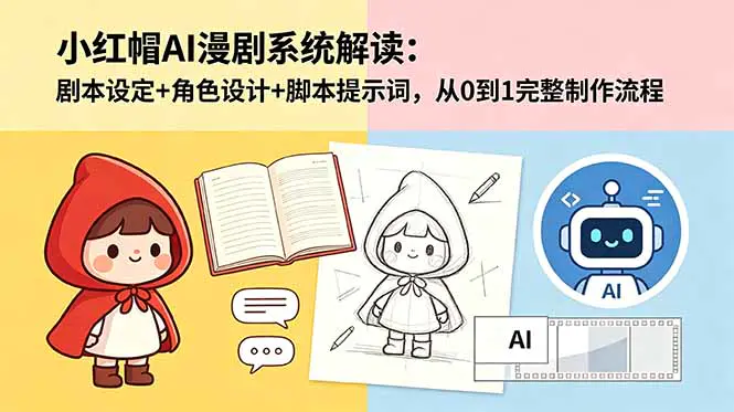 小红帽AI漫剧系统实操,剧本设定+角色设计+分镜镜头+配音+剪辑合成,全链路覆盖