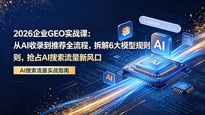 2026企业GEO实战课：生成式引擎优化，AI搜索流量爆发，六大AI模型推荐规则全拆解