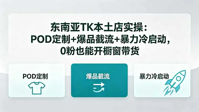 东南亚TK本土店实操:POD定制+爆品截流+暴力冷启动,0粉也能开橱窗带货