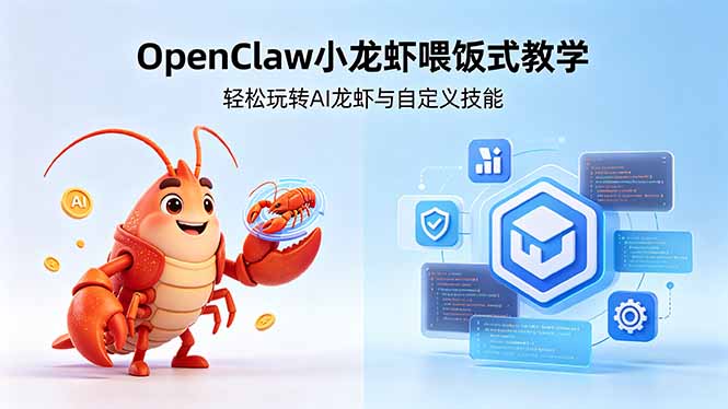 零基础OpenClaw小龙虾教学，轻松玩转AI龙虾与自定义技能
