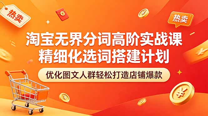 淘宝无界分词分计划高阶实战,标品非标品选词方法,多宝贝单词测爆款