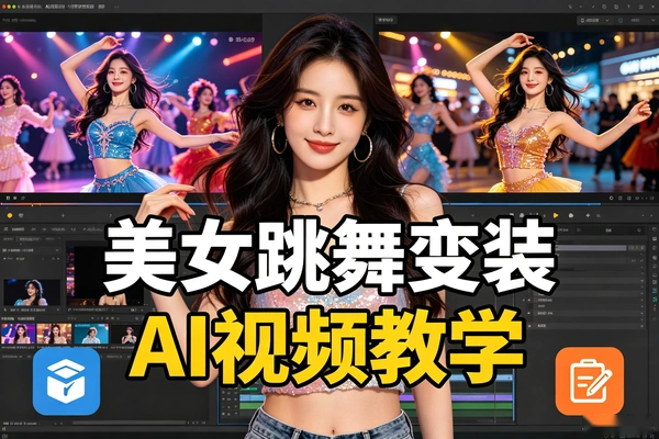 AI美女跳舞变装视频教程，条条爆款