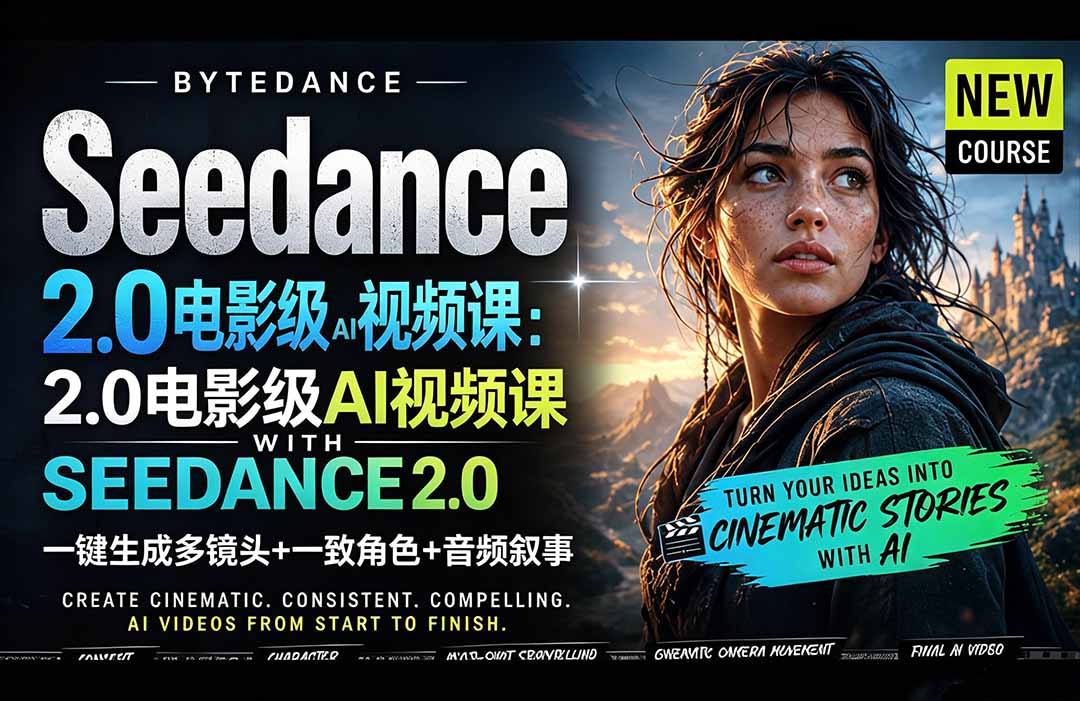 Seedance 2.0AI电影视频生成制作教程：一键生成多镜头+一致角色+音频叙事