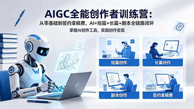 AIGC全能创作者课程：从零基础到签约拿稿费，AI+短篇+长篇+剧本全链路闭环