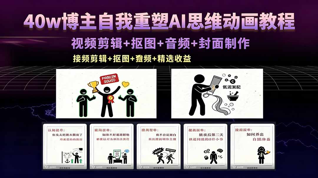 自我重塑思维类AI动画视频制作全流程，接商单+独家精选收益
