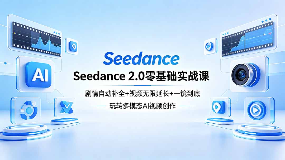 多模态AI视频创作实战课：Seedance 2.0+即梦2.0，零基础手把手教学