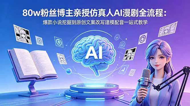 仿真人AI漫剧完整创作体系,热门小说改编加配音加封面设计,附配套工具