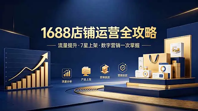 1688店铺运营实战训练营,开店基础设置标王抢词7星优化主图详情页(更新6月)