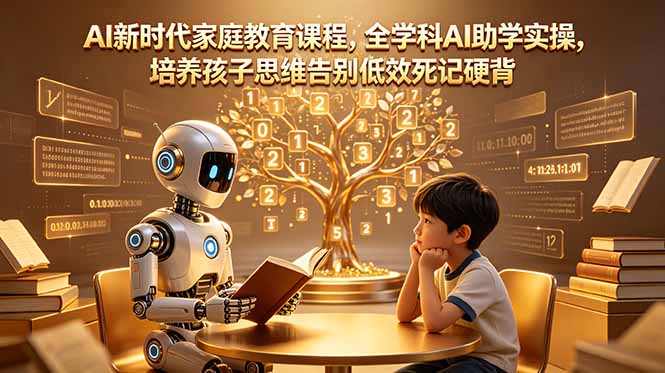 AI家庭教育课程：全学科AI赋能学习方法，绘本制作+错题本+学习助手，培养专注力逻辑思维创造力