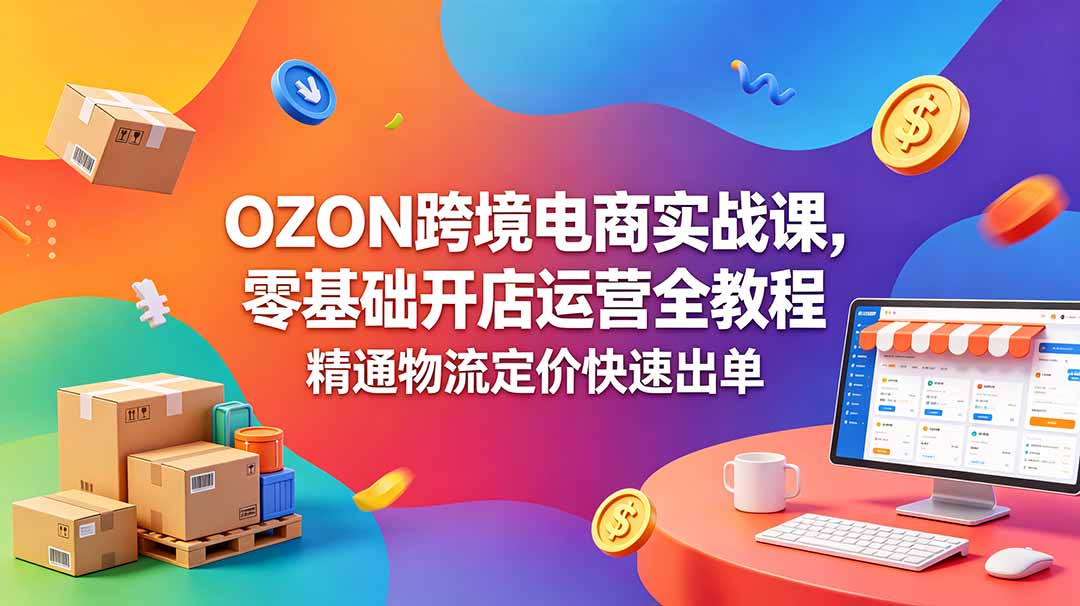OZON跨境全能必修课：俄罗斯平台开店全链路，跟卖+精铺两大模式，选品优化+图文标签+活动推广+售后风控