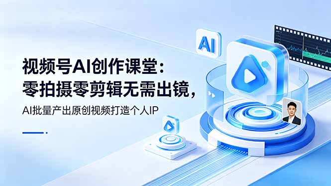 视频号AI创作课堂，零拍摄零剪辑无需真人出镜，AI批量产出原创视频打造个人IP