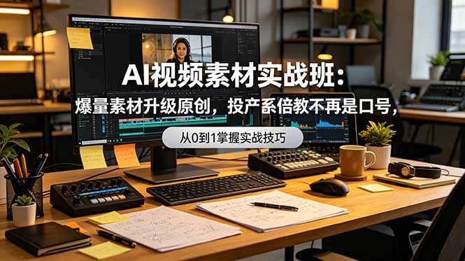 AI视频素材实战班，AI爆改升级爆款素材重构原创内容全体系教学