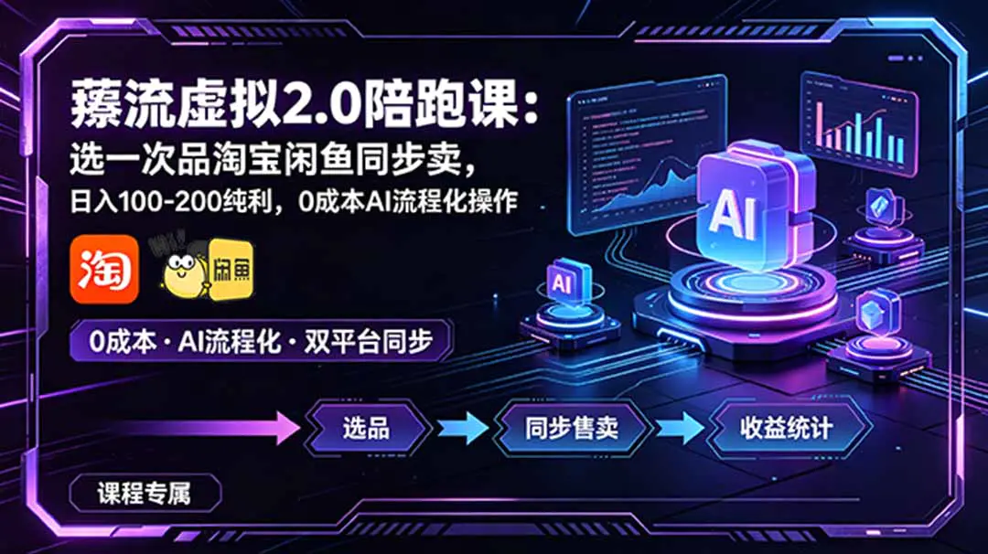 淘宝闲鱼虚拟项目双平台玩法,AI流程化操作,零成本起店日入100-200纯利