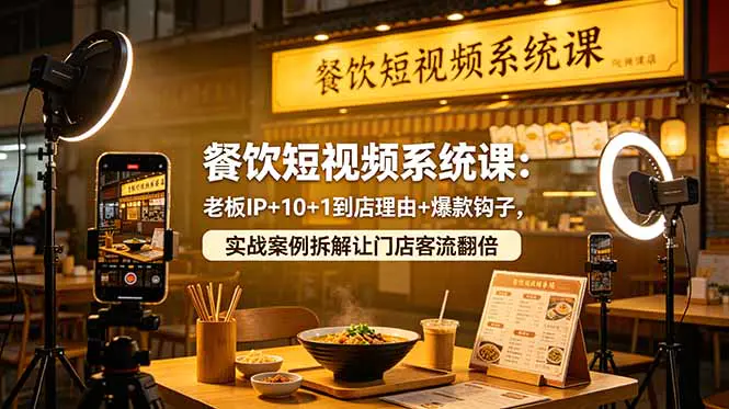 餐饮老板短视频系统课:黄金定位铁三角+四种拍摄形式+矩阵号打法,精准引流让门店增长