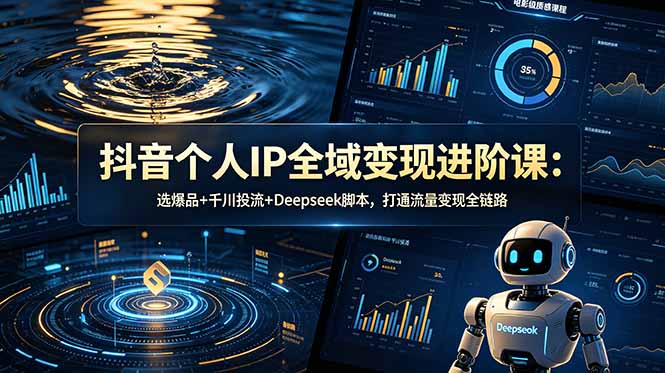 抖音个人IP全域流量变现进阶课，选爆品千川投流随心推带货全解-更新26年6月