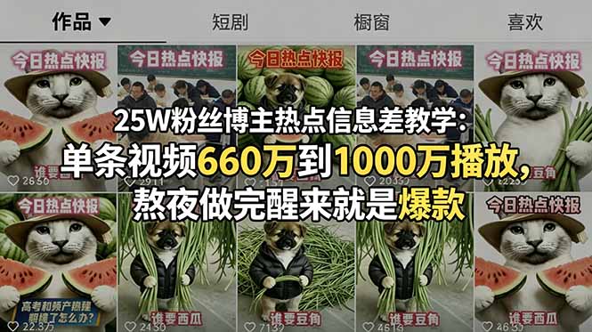 抖音信息差短视频课程：每日热点与今日快报爆款创作全流程