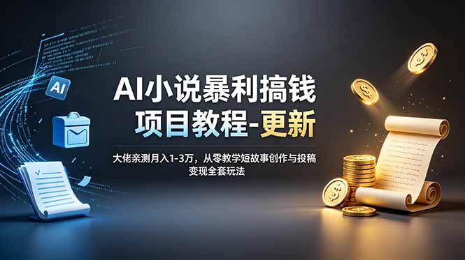 AI小说写作变现，快速产出正文去除AI痕迹高效改稿多赛道运营