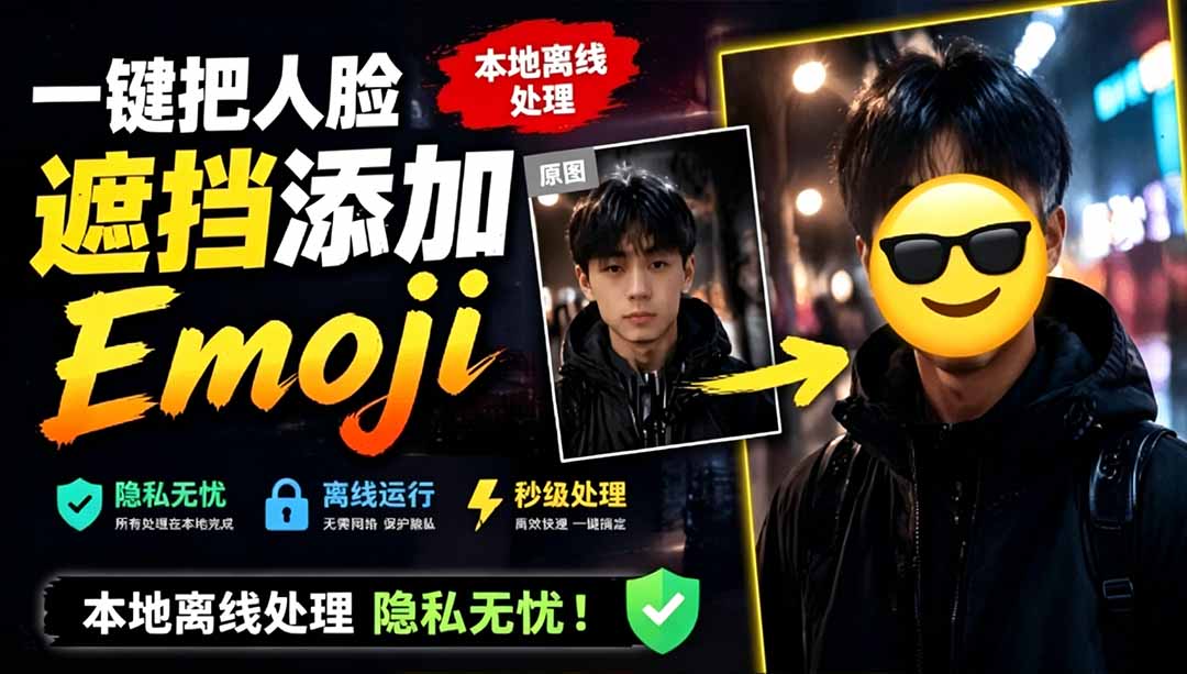 FaceMoji免费开源人脸识别工具，一键替换Emoji模糊效果本地离线保护隐私（安卓版）