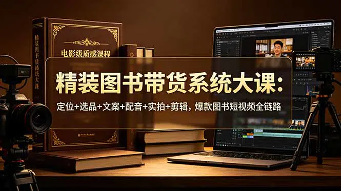 精装图书带货系统大课,定位选品爆款文案配音实拍剪辑图文卡点视频