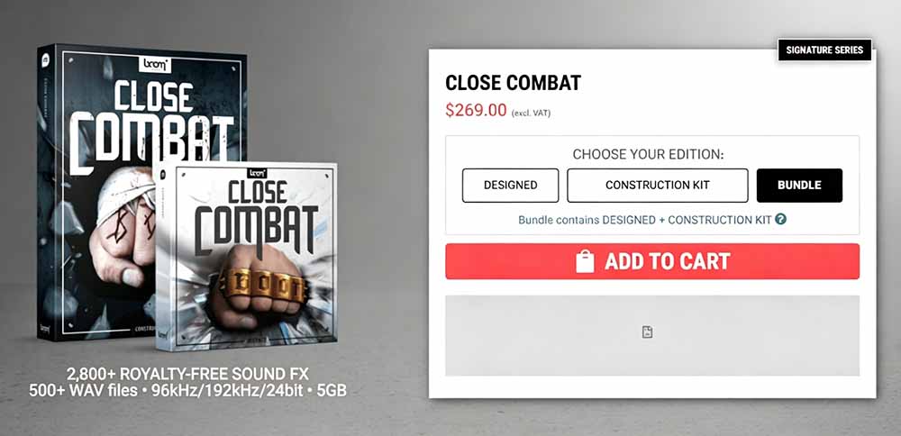 Close Combat打斗音效素材，动作电影拳打脚踢抓取冲击声2828个音效