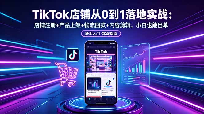 TikTok开店零基础实战营:账号风控+短视频拍摄剪辑+内容策划,一站式跑通跨境变现