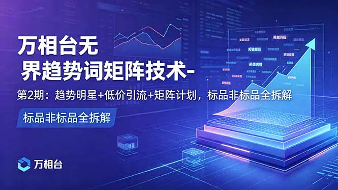 万相台无界趋势词矩阵技术:趋势明星计划+标品非标品分析,低价引流三大策略+精细化矩阵