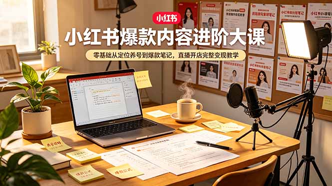 小红书零基础变现课，系统养号权重赛道人设爆款笔记