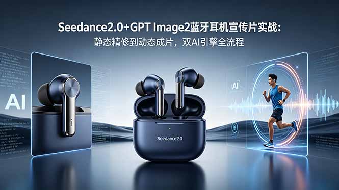 AI商业宣传片实战课：Seedance2.0+GPT Image2双引擎，蓝牙耳机案例全链路教学