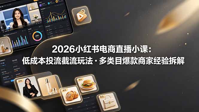 2026小红书电商直播课，起号微付费薅羊毛投流千帆选品截流搜索