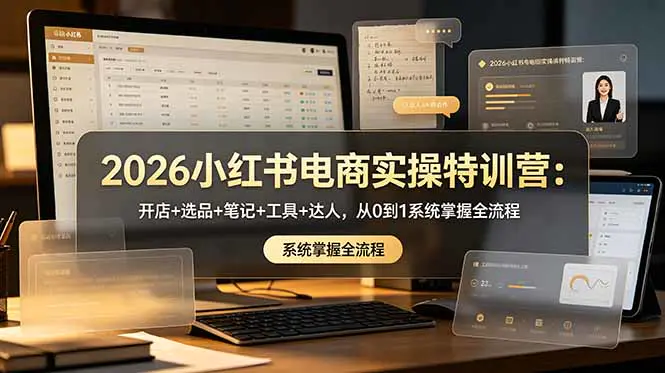 2026小红书电商实操特训营,开店选品笔记创作工具提效达人运营全链路