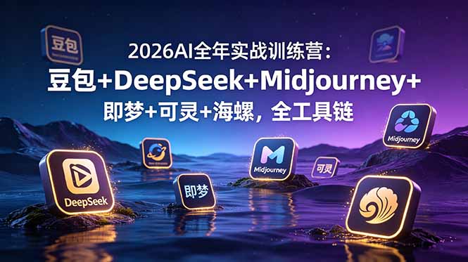 2026AI系统学习课：豆包+DeepSeek+Midjourney+即梦+可灵+海螺，从创作到变现
