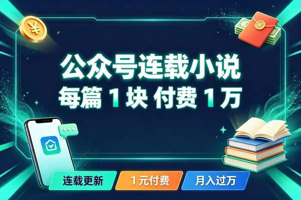 【图文】公众号连载小说，每篇卖1块钱，每天付费都是1万起步