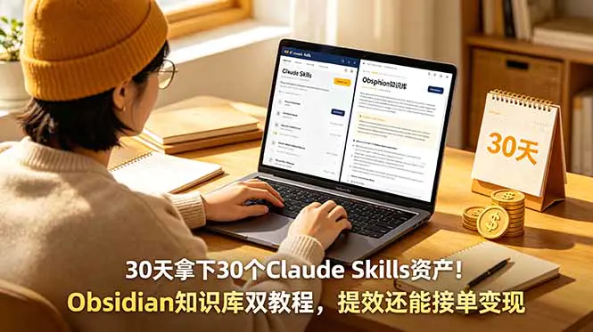 AI生产力库实战特训:Claude Skills开发+Obsidian知识库双教程,提效还能接单变现
