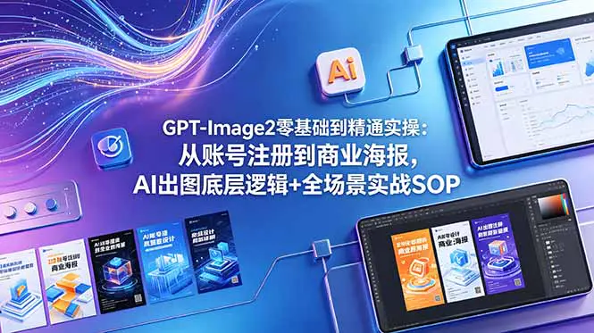 GPT-Image2零基础到精通实操SOP:AI出图底层逻辑+全场景应用,UI界面模拟+商业海报+角色IP设计+知识可视化