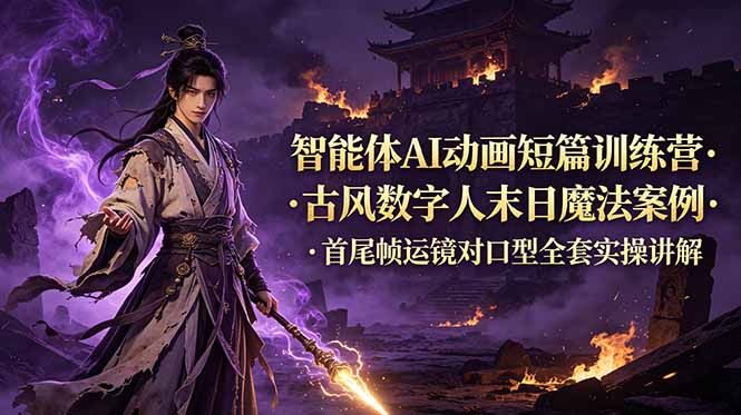 智能体短篇动画系列制作，AI武侠角色数字人胖公主首尾帧运镜动画