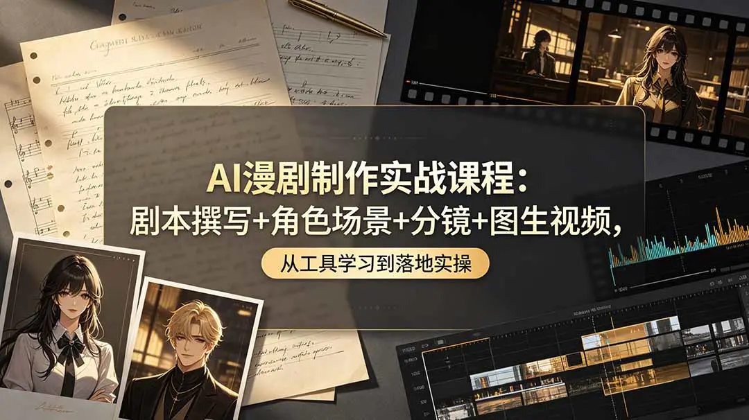 AI漫剧零基础实操,剧本创作人物道具分镜设计图生视频剪辑完整作品