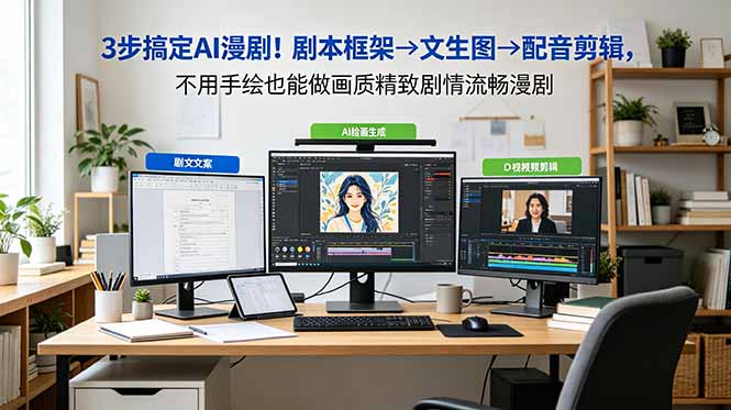 AI漫剧零基础实操教程:小说转剧本+分镜规划+文生图+局部重绘,无需手绘产出精致剧情漫剧