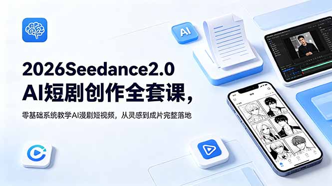 Seedance2.0短剧创作课，零基础AI漫剧短剧MV数字人形象批量出片