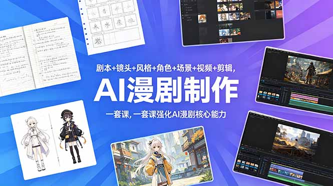 AI漫剧创作进阶教程：剧本镜头画风角色场景，AI视频生成与后期合成全链路