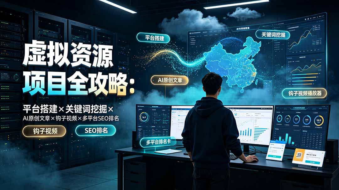 虚拟资源项目变现体系，平台搭建关键词挖掘内容推广私域成交