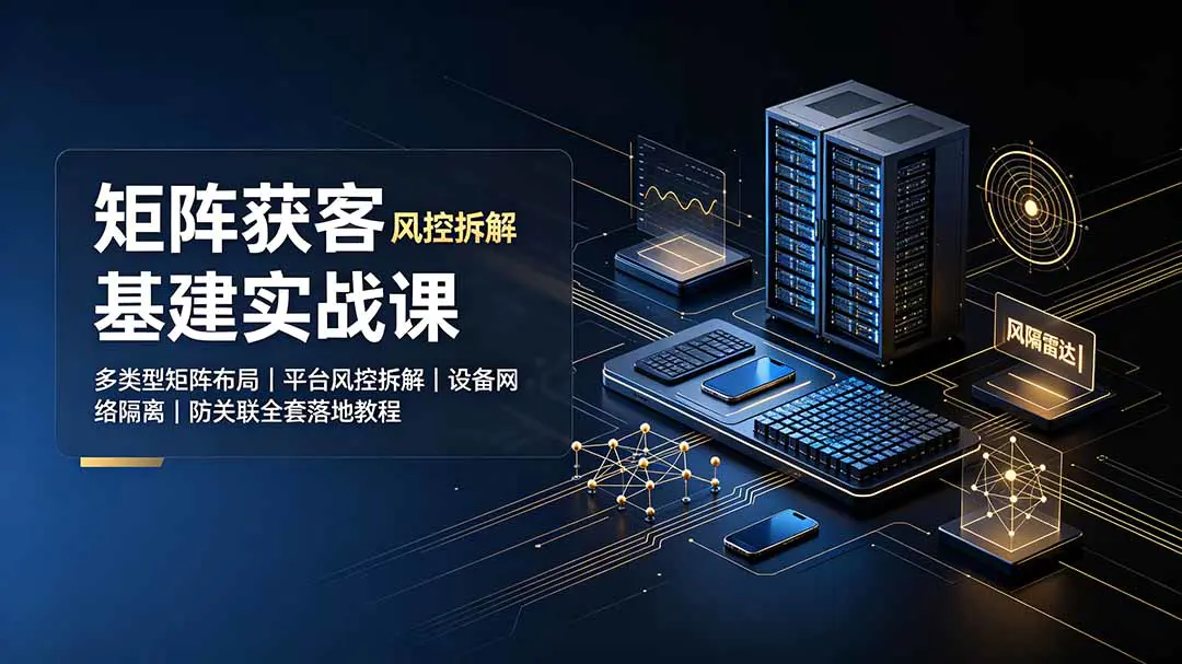 矩阵获客基建实战课:多类型矩阵布局,平台风控拆解,设备网络隔离,防关联全套落地教程