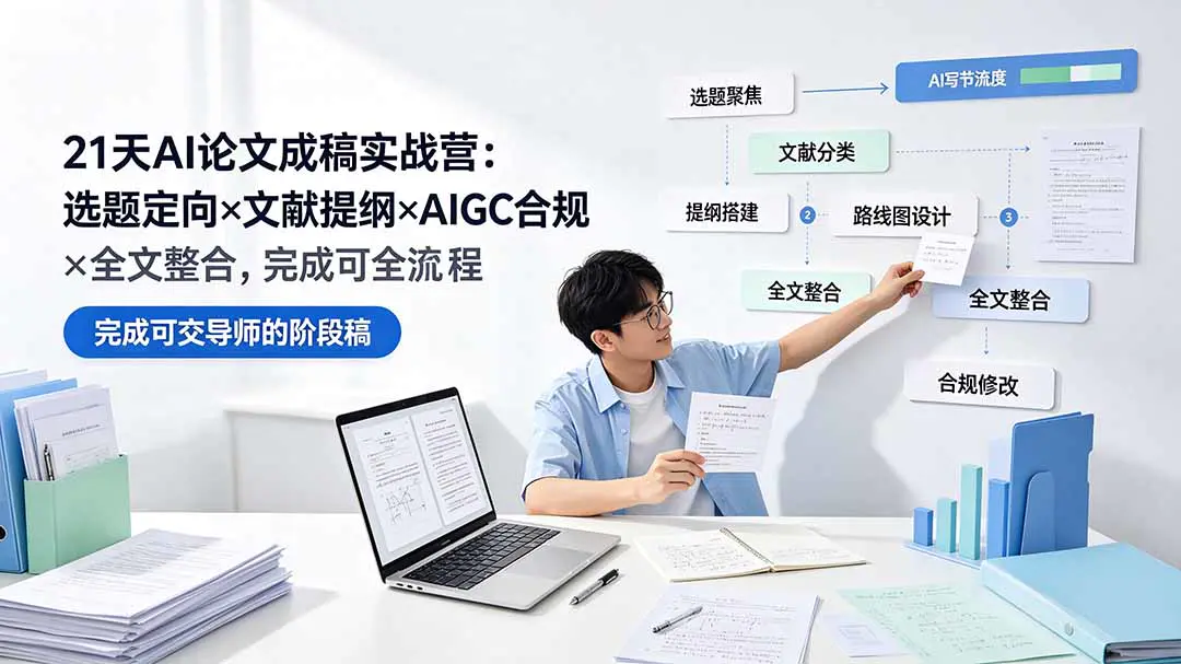 AI协作论文写作21天全流程,选题文献提纲研究路线图到全文交付