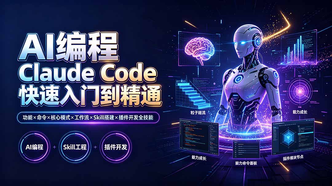 AI编程Claude Code快速入门到精通：指令+工作流+Skill搭建+插件开发全技能